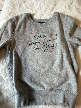 Polo by Ralph Lauren Gray Sweatshirt with Pink Hearts